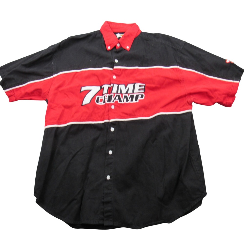 Vintage Y2K NASCAR Dale Earnhardt 7 Time Champ Button Down S/S Shirt Size XL